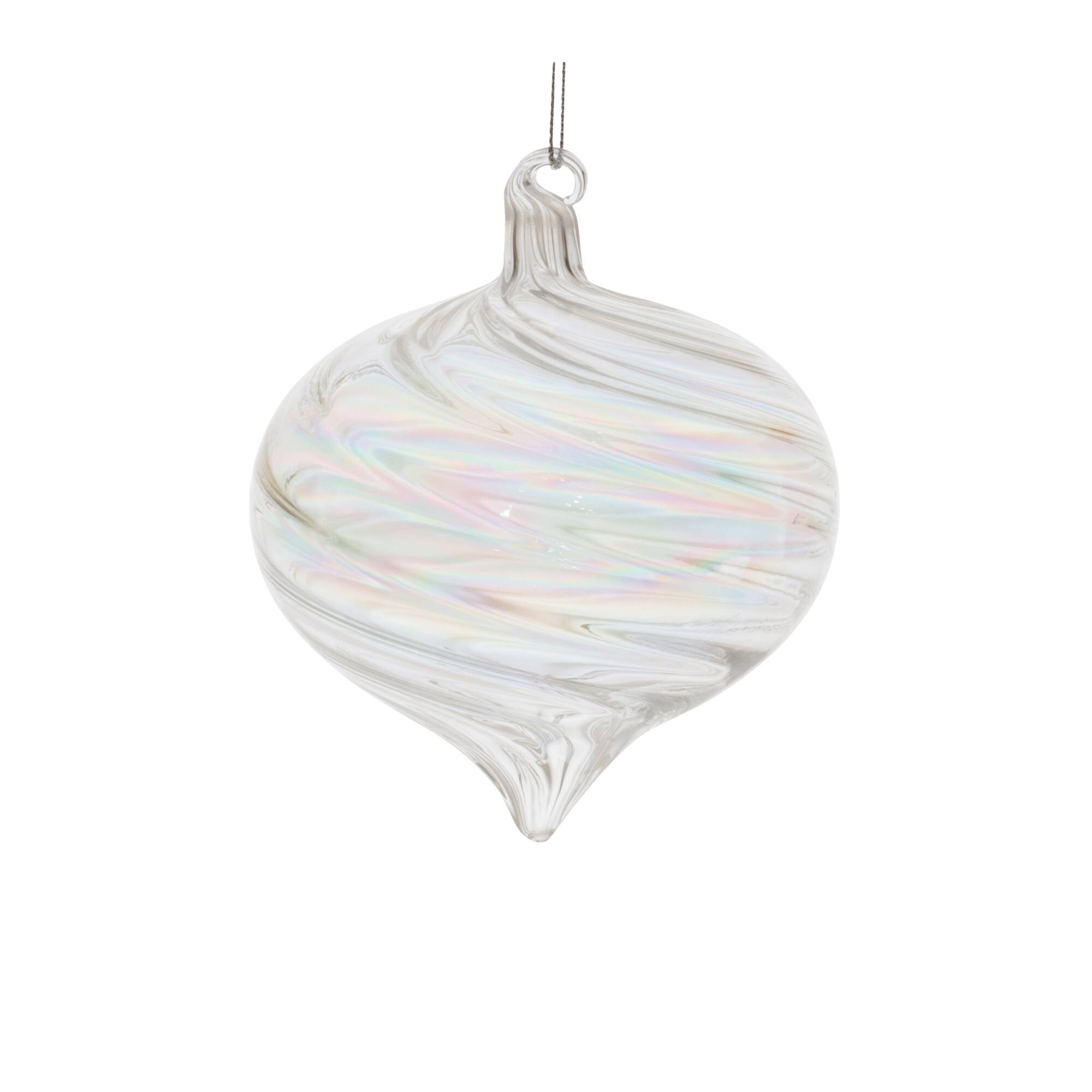 Iridescent Swirl Glass Ornaments Set